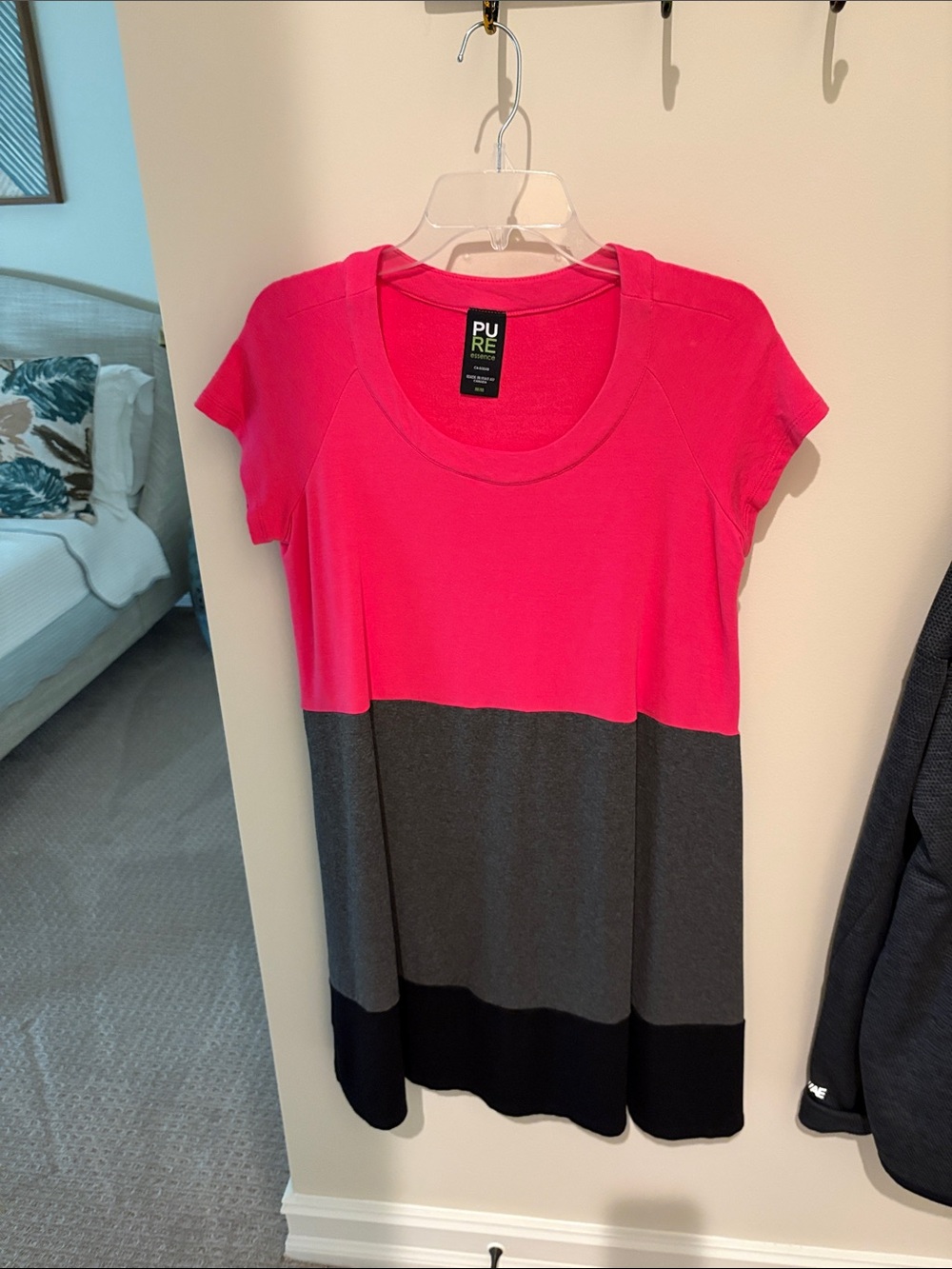 Pure Essence Colorblock Mini Dress - Hot Pink/Charcoal/Black